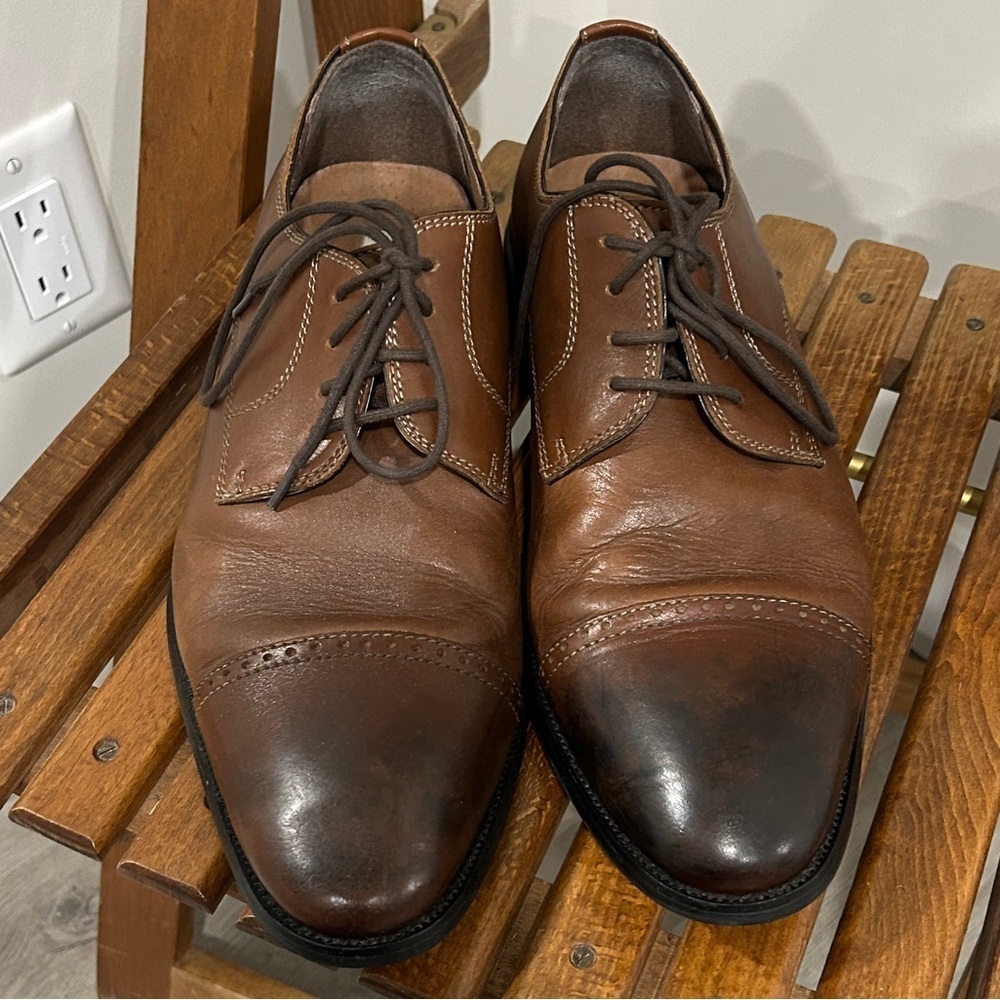 Joseph Abboud Brown Leather Cambridge Cap Toe Oxford Shoes Size 11 M - Picture 2 of 11